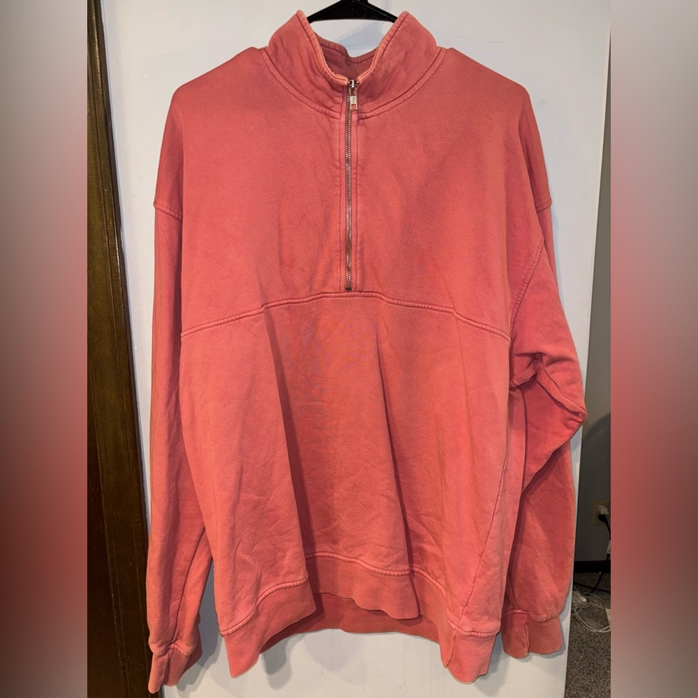 Colorful Standard Half Zip in Salmon